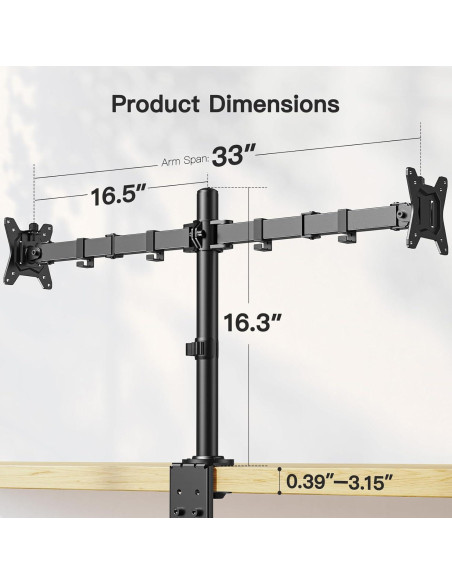 Soporte Doble para Monitor ErGear 13 a 34 Pulgadas Negro