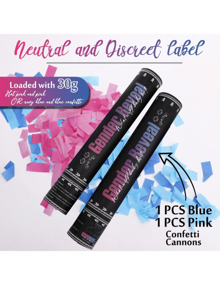 Cañón de Confeti DOUKEE Revelación de Género 2PK Rosa y Azul