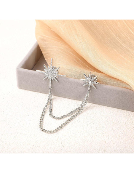Broche de Estrella Plateado MBAIYO con Rhinestones 15cm