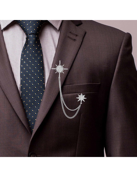 Broche de Estrella Plateado MBAIYO con Rhinestones 15cm