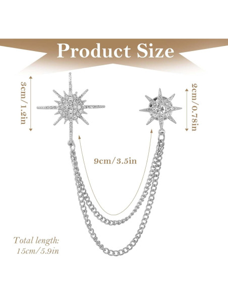 Broche de Estrella Plateado MBAIYO con Rhinestones 15cm