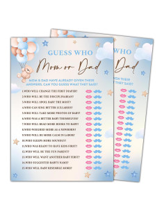 30 Tarjetas Adivina Quién Mamá o Papá - Fiesta Baby Shower