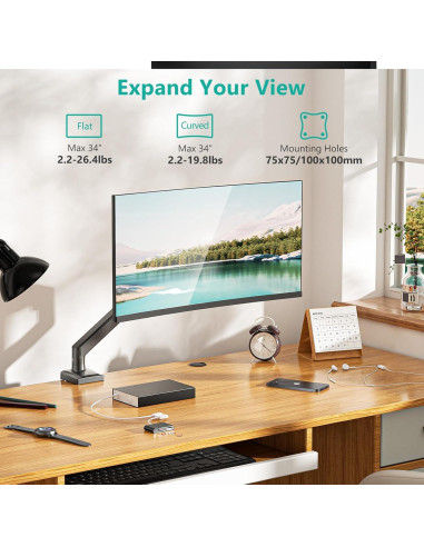 Soporte de Monitor WALI GSMP001N Ajustable 17-34" Negro