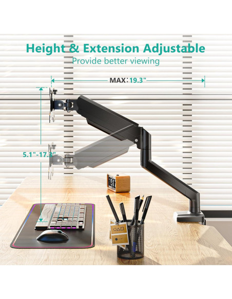 Soporte de Monitor WALI GSMP001N Ajustable 17-34" Negro