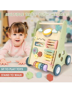 Andador de Madera Montessori Takeeyce Verde 2 en 1 para Bebés 2