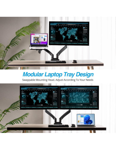 Soporte Doble para Monitor AVLT 17-43" + Dock USB-C 7 en 1