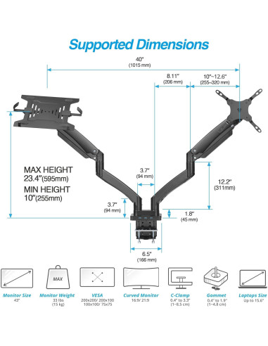 Soporte Doble para Monitor AVLT 17-43" + Dock USB-C 7 en 1