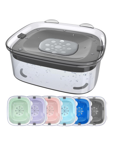 AONKEY Cuenco de Agua Antiderrame 3L para Perros Gris