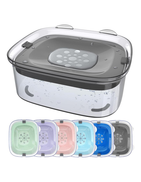 AONKEY Cuenco de Agua Antiderrame 3L para Perros Gris