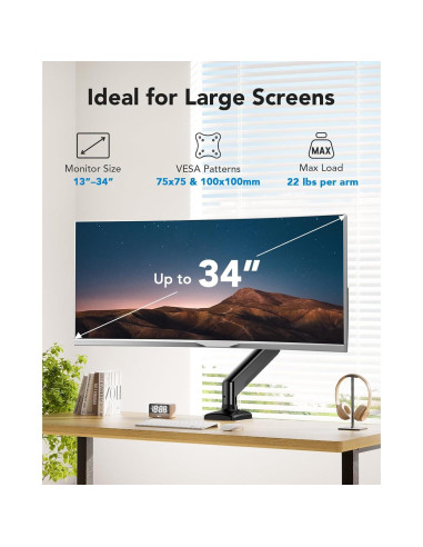Brazo de Monitor HUANUO 13-34" Ajustable VESA 75/100mm