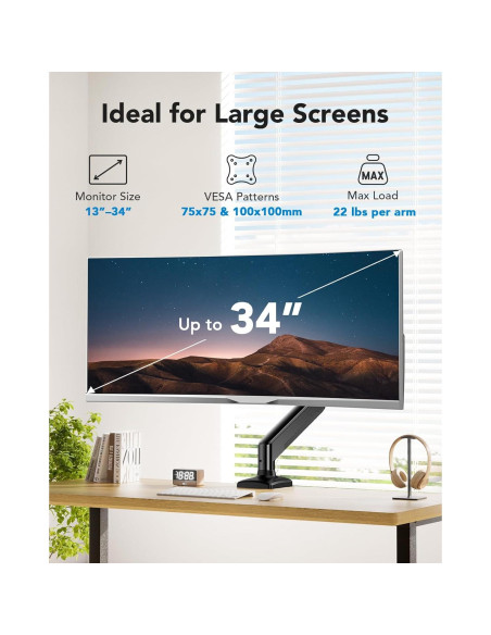 Brazo de Monitor HUANUO 13-34" Ajustable VESA 75/100mm