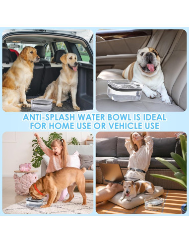 AONKEY Cuenco de Agua Antiderrame 3L para Perros Gris