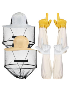 Conjunto Apicultura Newcotte 2 Guantes Cuero y 2 Sombreros