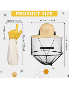Conjunto Apicultura Newcotte 2 Guantes Cuero y 2 Sombreros 2