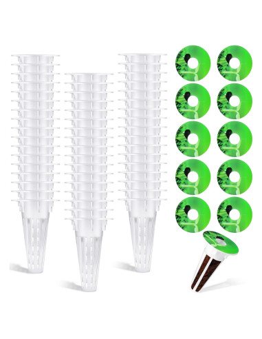 Cunhill Kit Hidropónico 100 Piezas Cestas y Etiquetas Blancas