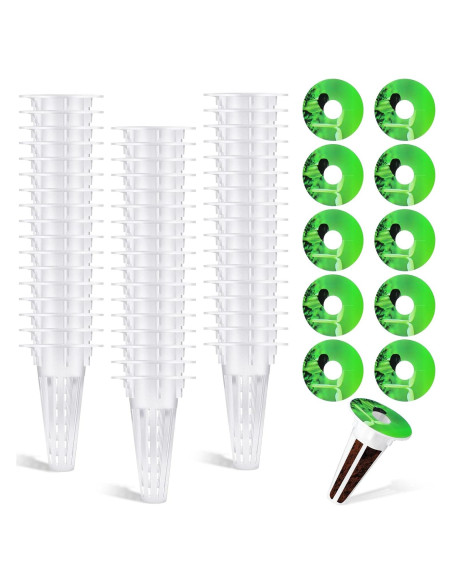 Cunhill Kit Hidropónico 100 Piezas Cestas y Etiquetas Blancas