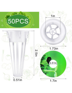 Cunhill Kit Hidropónico 100 Piezas Cestas y Etiquetas Blancas 2