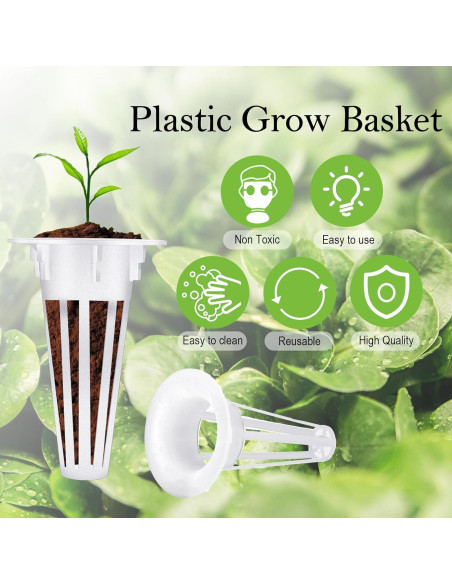 Cunhill Kit Hidropónico 100 Piezas Cestas y Etiquetas Blancas