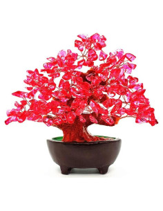 Bonsai Árbol de Dinero Colorsheng 17.78 cm Feng Shui Rojo