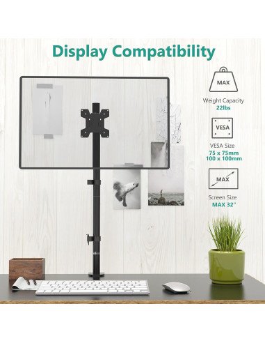 Soporte de Monitor WALI M001XL Alto 80 cm Negro