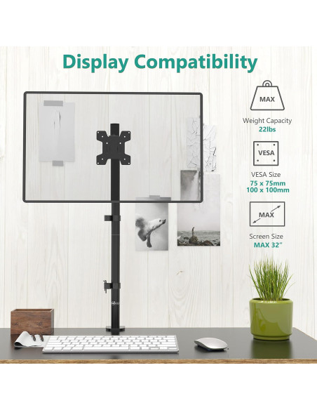 Soporte de Monitor WALI M001XL Alto 80 cm Negro