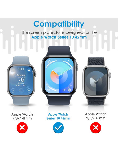 Protector de Pantalla UniqueMe para Apple Watch 10 42mm TPU