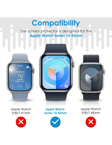 Protector de Pantalla UniqueMe para Apple Watch 10 42mm TPU Protector de Pantalla UniqueMe para Apple Watch 10 42mm TPU