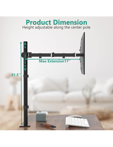 Soporte de Monitor WALI M001XL Alto 80 cm Negro