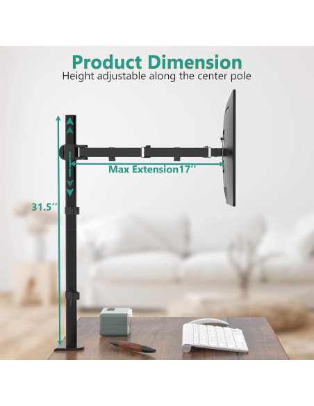 Soporte de Monitor WALI M001XL Alto 80 cm Negro