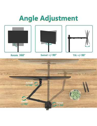 Soporte de Monitor WALI M001XL Alto 80 cm Negro