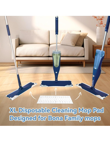 50 Almohadillas Desechables para Mopa Bona 43x13 cm Microfibra