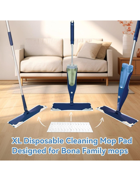 50 Almohadillas Desechables para Mopa Bona 43x13 cm Microfibra