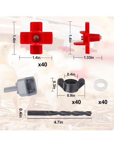 40 Picos de Agua Horizontal MEWTOGO para Pollos y Aves