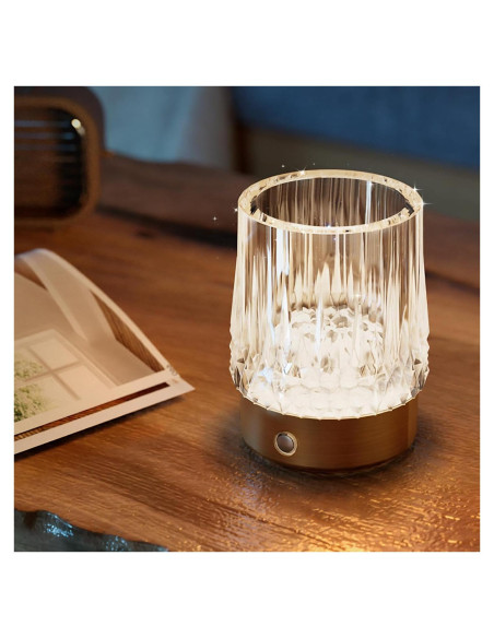 Lámpara de Mesa KOSTA Jarrón Cristal Oro Táctil Recargable