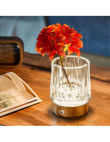 Lámpara de Mesa KOSTA Jarrón Cristal Oro Táctil Recargable