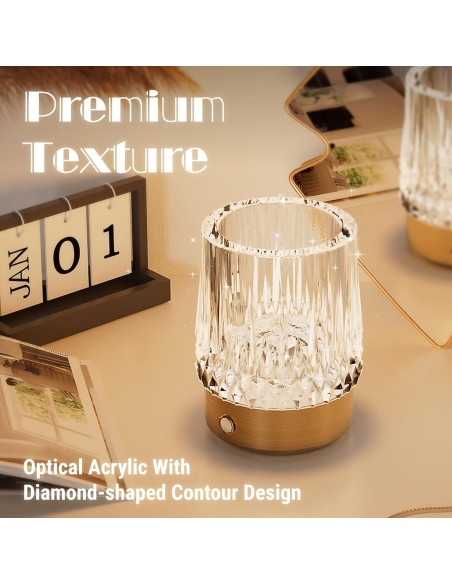 Lámpara de Mesa KOSTA Jarrón Cristal Oro Táctil Recargable
