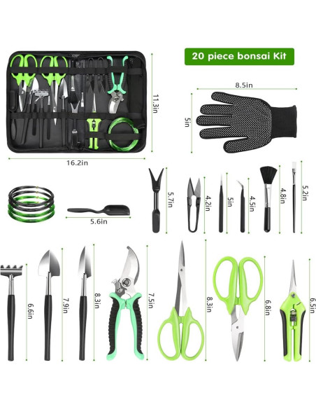 Kit de Herramientas para Bonsai Futurera 21 Piezas Jardinería
