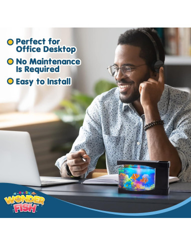 Acuario Virtual Nurily WF01 con Luces LED y Peces