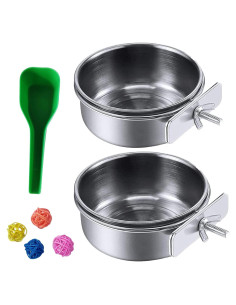 Tazas de Comedero para Loros Kathson Acero Inoxidable 2 Pcs