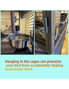 Tazas de Comedero para Loros Kathson Acero Inoxidable 2 Pcs 2