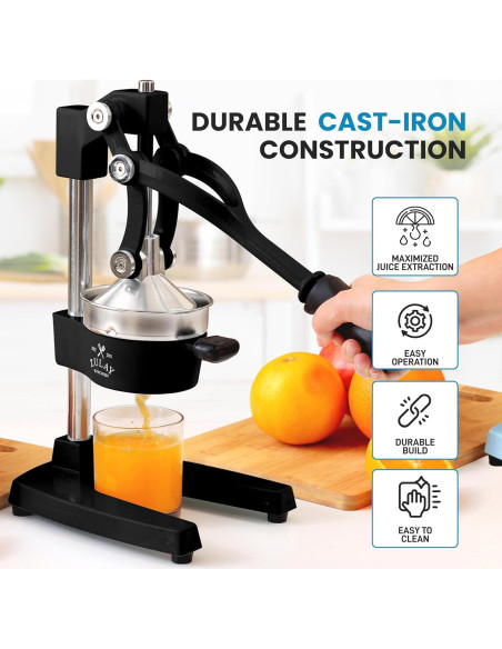 Exprimidor Manual Zulay Kitchen de Cítricos 12.7 cm Negro