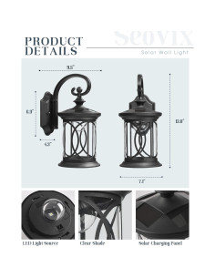 Luces Solares de Pared Seovix HS165S-1 para Exteriores 2