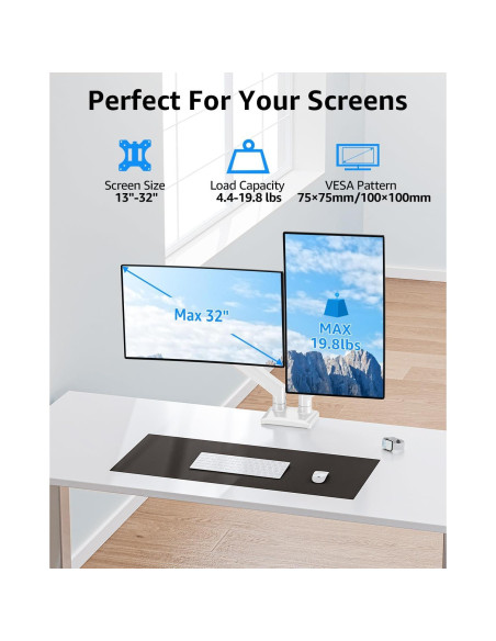 Soporte Doble Monitor MOUNTUP hasta 32" Ajustable Blanco Soporte Doble Monitor MOUNTUP hasta 32" Ajustable Blanco