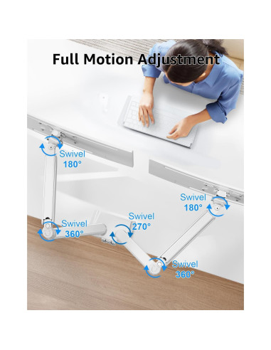 Soporte Doble Monitor MOUNTUP hasta 32" Ajustable Blanco