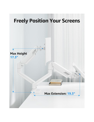 Soporte Doble Monitor MOUNTUP hasta 32" Ajustable Blanco