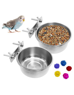 Hamiledyi Tazón Acero Inoxidable para Aves 10 cm Doble Tornillo