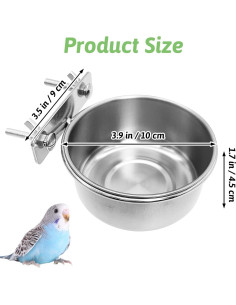 Hamiledyi Tazón Acero Inoxidable para Aves 10 cm Doble Tornillo 2