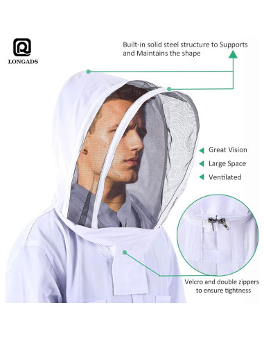 Traje de Apicultor LONGADS XXL con Guantes y Capucha