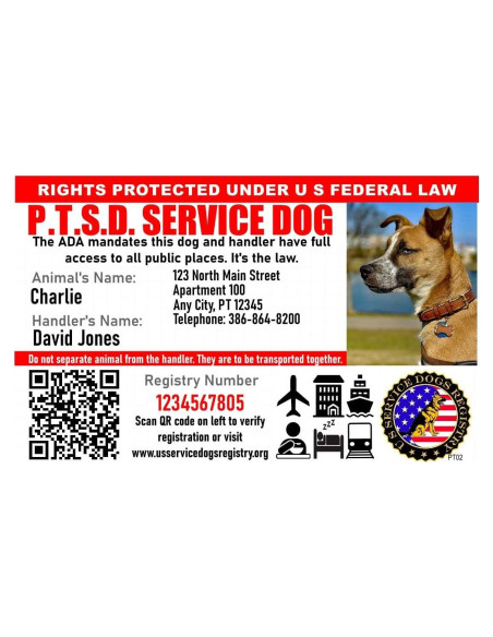 Tarjeta de Identificación Personalizada Just 4 Paws para Perros de Servicio