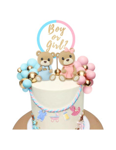 Decoración de pastel de osito LEFUBABY para revelación de género